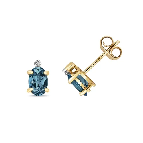 Diamond & London Blue Topaz Studs